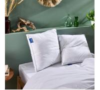 Lot de 2 Oreillers 65x65 cm Sensation Duvet Premium - Confort Souple à Ferme - Double Passepoil - Enveloppe 100% coton - BLEU CALIN