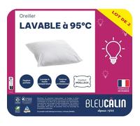 Lot de 2 oreillers à bouillir - 60 x 60 cm - Moelleux - BLEU CALIN - Blanc