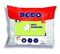 DODO Lot de 2 oreillers anti-acariens 50x70 cm 100% polyester Blanc G