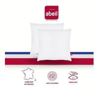Lot de 2 oreillers anti-acariens - 60 x 60 cm - 100% coton traite Bio - ABEIL blanc