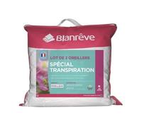 Blanrêve Lot de 2 Oreillers Spécial Transpiration 60 x 60 cm Blanc