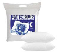 Lot de 2 oreillers câlin - 60 x 60 cm - Medium - BLEU CALIN - Blanc