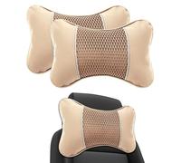 Lot de 2 Oreillers de Soutien de Cou pour Siège Auto pour Dodge Magnum 2.Generation Wagon SE SXT R/T SRT-8 2004-2009, Appui-Tête Coussin Cervical Confortable avec Sangle,Beige