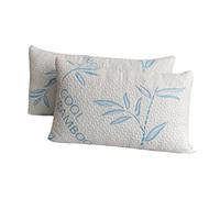 Lot de 2 oreillers en Rayonne dérivée de Bambou pour Dormir, rafraîchissants et déchiquetés en Mousse à mémoire de Forme réglable dérivée du Bambou avec Housse Amovible/Lavable (très Grand lit)