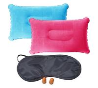 Lot De 2 Oreillers Gonflables, Équipés De 1 Masque Pour Les Yeux Et 1 Paire De Bouchons D'Oreilles, Oreiller Portable, Fournitures De Voyage, Accessoires D'Extérieur, Le Camping