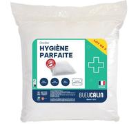 Bleu Câlin Lot de 2 Oreillers Anti-Acariens, Anti bactériens, Confort moelleux, 60x60 cm, Enveloppe 100% coton, gamme Hygiène Parfaite, Blanc