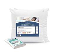 Lot de 2 oreillers mémoire de forme 50x70 + 2 housses protège oreiller 50x70 coton / Pack 4 pièces