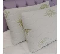 Lot de 2 Oreillers Mousse a Mémoire de Forme matelassès 40x60 h12 cm- Confort Moelleux - Aloe Vera