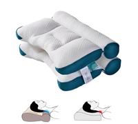 Lot de 2 oreillers orthopédiques confortables en duvet d'oie pour le sommeil - Soutien cervical - En plumes d'oie - Bleu