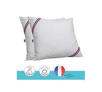 DODO Lot de 2 oreillers Tendance - 60 x 60 cm - Garnissage 100% Polyester fibre creuse siliconee - Blanc blanc