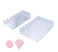 Lot de 2 organisateurs de fards à paupières en acrylique - Organisateur de maquillage avec 7 compartiments - Transparent - Pour tiroirs de chambre à coucher - Avec 2 pompons en poudre rose