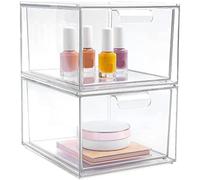 Lot de 2 organisateurs de maquillage empilables avec tiroirs de rangement en acrylique transparent