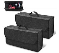 Lot de 2 Organiseur de Coffre de Voiture, Sac de Coffre Pliable, Rangement Coffre de Voiture, Organisateur de Rangement de Coffre de Voiture, Coffre de Coffre pour Voiture, Fond Antidérapant, Gris