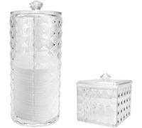 Lot De 2 Organiseur De Maquillage Boîtes De Rangement Pour Cotons Tiges Boîte De Rangement Cylindrique Multifonction Boîte De Rangement Avec Couvercle Pour Les Cosmétiques Q-Tips Les Tampons