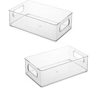 lot de 2 - Organiseur de réfrigérateur Empilable, Boîte de rangement pour la cuisine, Récipient à provisions Transparent, Récipient pour réfrigérateur, cuisine ou armoire, Tiroir supplémentaire pour r