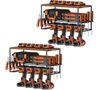 Lot de 2 Organiseur D'Outils électriques, Mallette à Outils, Étagère à outils Pour Perceuse électrique En Acier Robuste, Support de Rangement Mural pour Garage Atelier