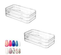 Lot de 2 organiseurs à ongles à presser à trois volets, transparent, pliable, pour femmes et amateurs de beauté, 15 cm x 8 cm x 4,5 cm (2, transparent)