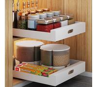 Lot de 2 organiseurs d'armoire coulissants fixes avec film nano adhésif, tiroirs coulissants robustes pour casseroles, étagère de rangement déroulante pour cuisine, garde-manger, salle de bain (24 cm