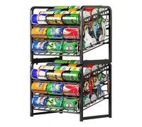 Lot de 2 organiseurs de canettes empilables à 6 niveaux pour garde-manger, distributeur de canettes réglable pouvant contenir jusqu'à 60 canettes, avec 12 crochets, support de rangement pour diverses