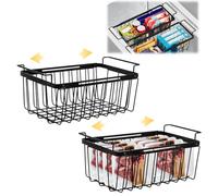 Lot de 2 organiseurs de congélateur, paniers à suspendre, extensibles, avec poignées, extensibles de 39 à 59,5 cm, pour congélateur