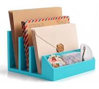 Lot de 2 organiseurs de courrier à 3 emplacements pour bureau avec plateau | Porte-lettres vertical et trieur de factures, organiseur de fichiers de bureau en plastique de qualité supérieure pour