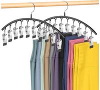Lot de 2 organiseurs de leggings pour placard, cintres pour pantalons, pantalons de yoga en métal avec 10 clips, organisateur de placard à suspendre avec organiseurs de placard et rangement pour
