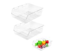 Lot de 2 organiseurs de réfrigérateur transparents empilables - Organiseur de tiroir - Boîte de rangement de cuisine sans BPA - Tiroir pour cuisine, armoire de cuisine, armoires