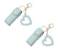 Lot de 2 organiseurs de rouge à lèvres en cuir synthétique avec petit miroir et pendentif en forme de cœur pour articles de toilette quotidiens, fournitures de bureau, accessoires de voyage, Vert,