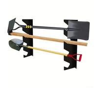 Lot de 2 organiseurs horizontaux pour outils de jardin, étagère murale en métal pour pelles, râteaux et balais, 39 x 10 x 2,5 cm, noir