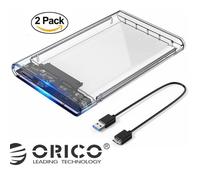 Lot de 2 Orico USB 3.0 Boîtier Externe pour 2.5 Pouces Disque Dur SATA III II I HDD SSD 2To Max 5Gbps sans Outil UASP