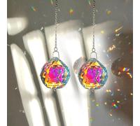 Lot de 2 ornements suspendus en cristal acrylique, ensemble de décorations de fenêtre réfléchissantes ovales à facettes avec crochet pour affichage domestique et décoration de jardin