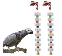 Lot de 2 os de seiche 35 cm pour oiseaux, bloc minéral pierre à aiguiser pour bec d'oiseau avec cloche, jouets à mâcher pour perroquets suspendus pour cage, perruches, calopsittes, hamsters, ch