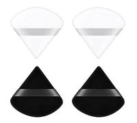 Lot de 2 ou 4 houppettes triangulaires pour poudre pressée, réglage en velours - Éponges avec sangle - Réutilisables - Sec et humide - Double usage - Pour le nettoyage du visage