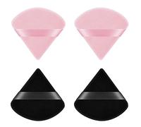 Lot de 2 ou 4 houppettes triangulaires pour poudre pressée, réglage en velours - Éponges avec sangle - Réutilisables - Sec et humide - Double usage - Pour le nettoyage du visage