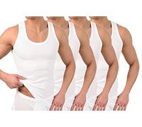 Lot de 2 ou 4 maillots de corps classiques BestSale247 pour homme, débardeurs, en blanc noir ou gris mélangé - fines côtes (lisses) - 100% coton - Blanc - Large