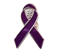 Lot de 2 ou 6 broches en forme de ruban violet pour sensibiliser au cancer du pancréas et à l'épilepsie, AJD, lupus, maladie d'Alzheimer, 2pcs, Métal