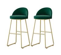 Lot de 2 outils de bar en velours avec jambes en métal doré et repose-pieds à dos bas, chaises sans accoudoirs pour îles de cuisine et bars à domicile.
