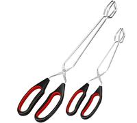 Lot de 2 outils de barbecue - Ciseaux de barbecue - Pinces à aliments grillés - Long manche - Pince à pain - Accessoires de cuisine au charbon de bois - 23,5/28 cm