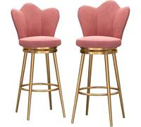Lot de 2 outils de barre pivotante en velours moderne de 65 cm de hauteur rehaussée en rose et coiffeuse pour cuisine, île, salle à manger, décoration intérieure