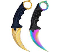 Lot de 2 outils de camping de qualité supérieure - Pour la chasse, l'extérieur, la collection de survie - Counter-Strike Global Offensive - Avec étui By Cracker24 (doré + fade)