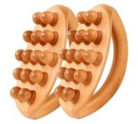 Lot de 2 outils de massage en bois avec manche et 14 billes. Rouleau massage en bois pour drainage lymphatique, modelage corporel et traitement la cellulite. Outil Gua Sha en boi