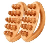 Lot de 2 outils de massage en bois avec poignée, 14 perles, rouleau massage en bois, drainage lymphatique, outils pour la mise en forme du corps, la cellulite, Gua Sha, décor