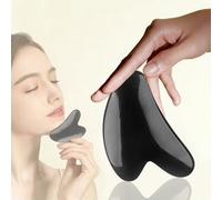 Lot de 2 outils de massage Gua Sha en jade pour le visage - Réduit les poches - Favorise la circulation sanguine - Outil de sculpture facile à tenir - Guasha en forme de cœur - Noir