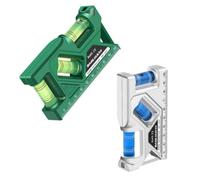 Lot de 2 outils de mesure de petit niveau, 2 pièces avec fixation magnétique facile, matériau ABS, résistant aux chocs et aux chutes pour surfaces en fer, bulles de calibre à trois niveaux