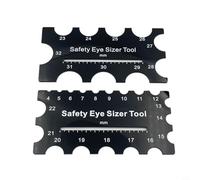 Lot de 2 outils de mesure en plastique et bois pour yeux de poupée de 4 à 32 mm pour amigurumi, tricot, couture et crochet, loisirs créatifs, tableau des tailles noir portable