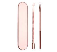 Lot de 2 outils de retrait de vernis à ongles en acier inoxydable - Repousse-cuticules, éplucheur, grattoir, cuillère, outils de pédicure avec étui de rangement