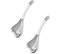 Lot de 2 outils de sculpture du visage en acier inoxydable 304, roller facial en forme de cœur pour poches et cernes, masseur froid pour les yeux, effet raffermissant, sticks cryo