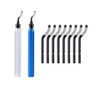 Lot de 2 outils d'ébavurage + 10 lames BS1010 en acier rapide pour tuyaux en métal, résine, PVC, cuivre, plastique, bords imprimés 3D, plomberie 3D, alésoir pour enlever les bavures, argenté et bleu