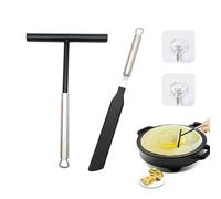 Lot de 2 outils en acier inoxydable pour crêpes, répartiteur de pâte à crêpes, spatule, distributeur, convient pour la cuisine, le restaurant, le stand de vente, etc.