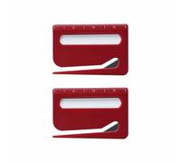 Lot de 2 ouvre-lettres, coupe-enveloppes portable 3 en 1 avec loupe et règle, mini coupe-papier en plastique pour bureau, maison, école (rouge)
